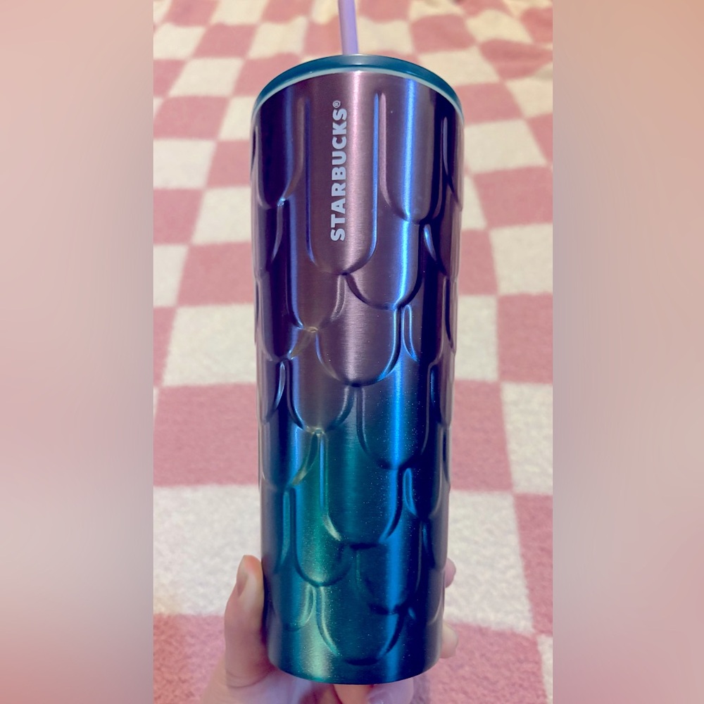 Starbucks Glitter Mermaid Scale Pattern Metal 24ozTumbler